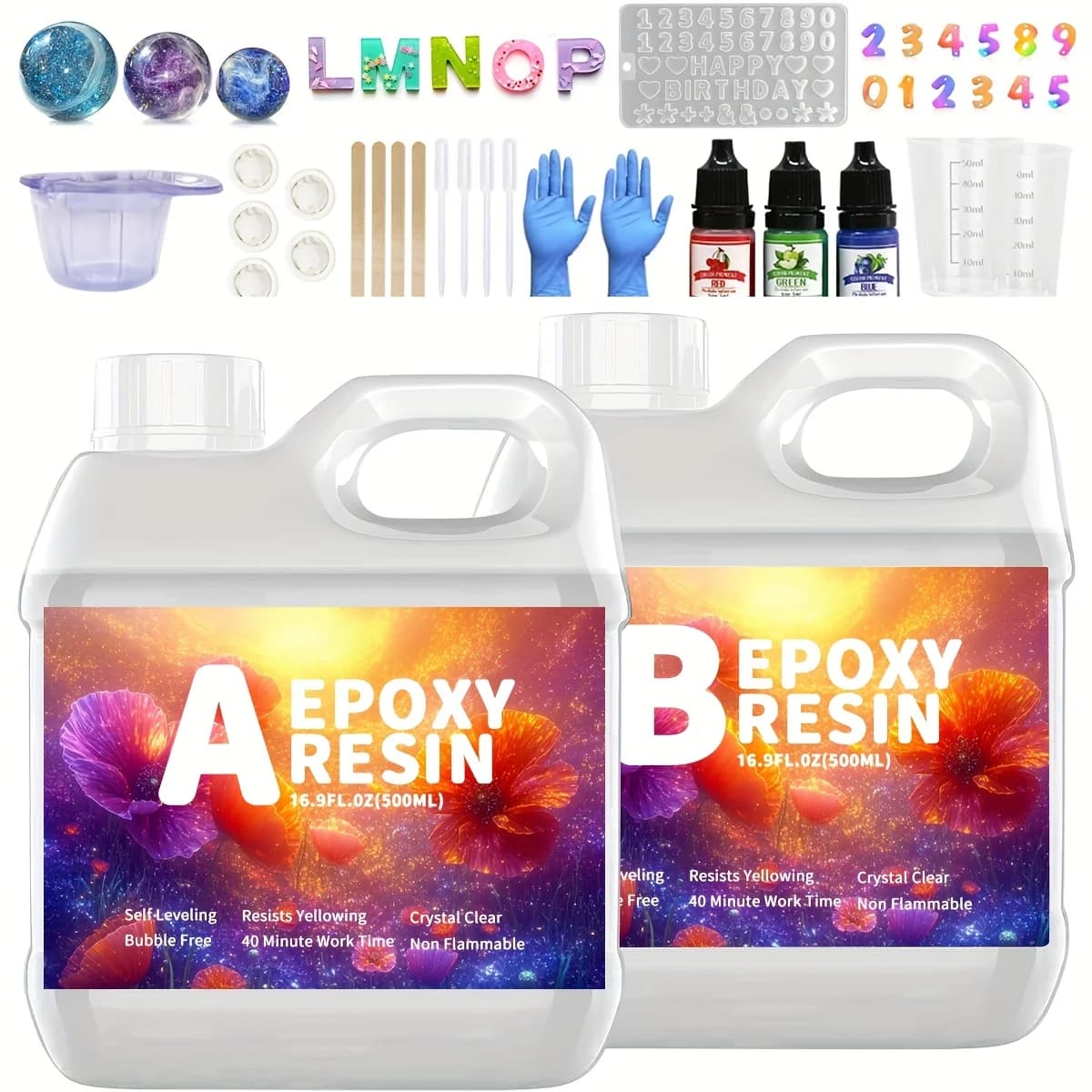 Set di resina epossidica cristallina da 500 ml senza bolle a basso odore per gioielli fai da te che realizzano regali di festa di compleanno