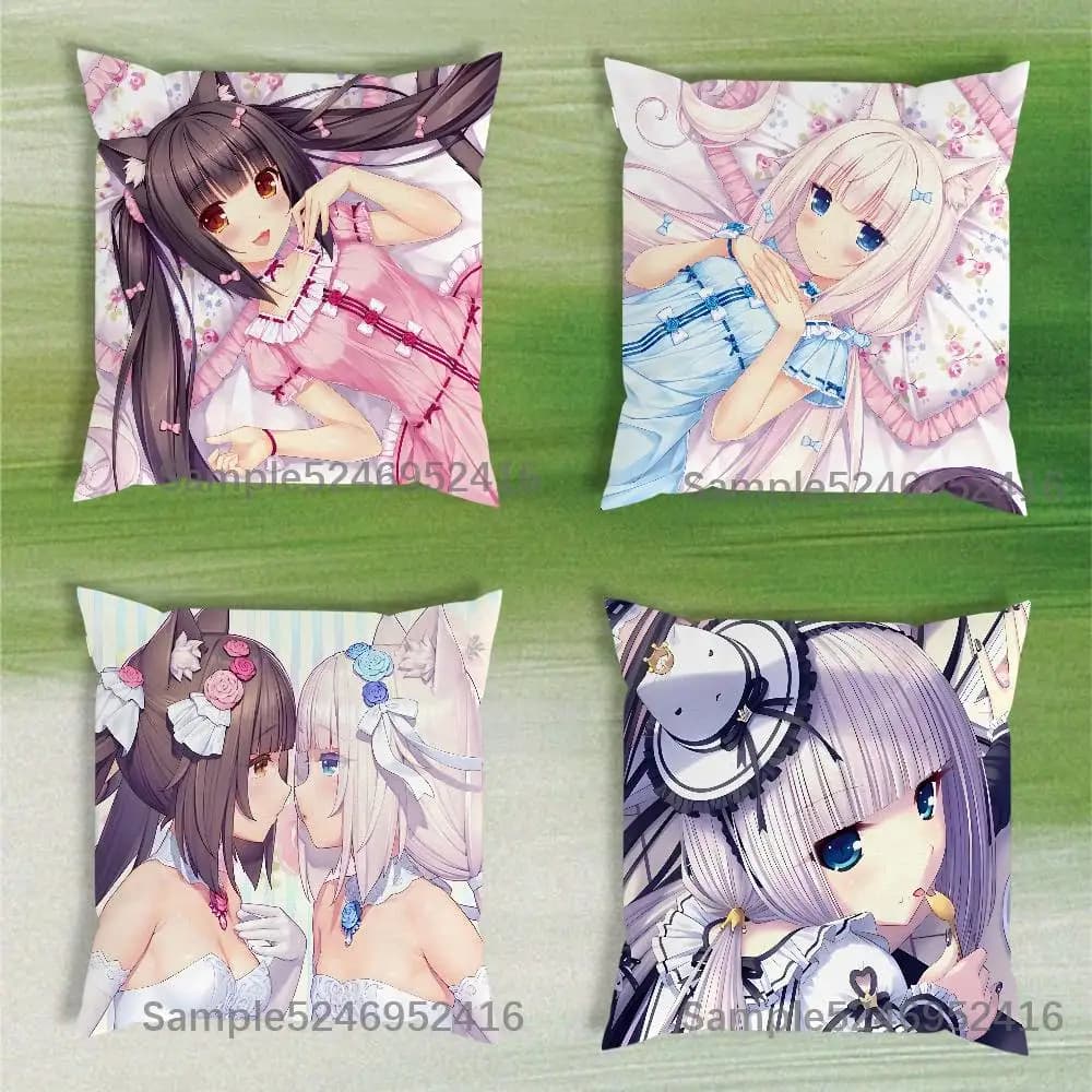 N-Nekopara Chocola Vanilla Pillow Case Cover Square Sofa With For Pattern Comfortable Cushion suitable Of Room