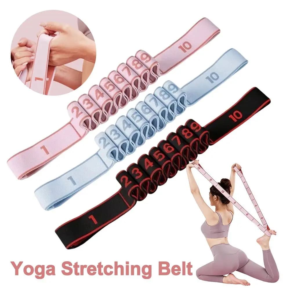 Elastic Belt for Yoga with 10/12 Grills, Stretching and Dance Band, Adjustable Resistance Band for Yoga, Latin Dance and Gymnastics