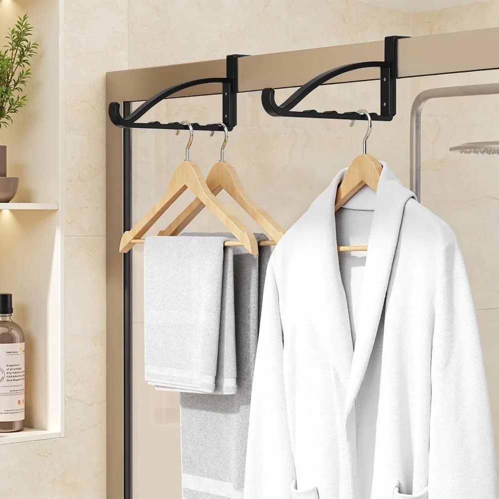 Over The Door Coat Hanger 2 Pack Heavy Duty Metal Rack for Clothes Coats Bags with Front Hooks Fits Doors up to 0.91 Inches Thick