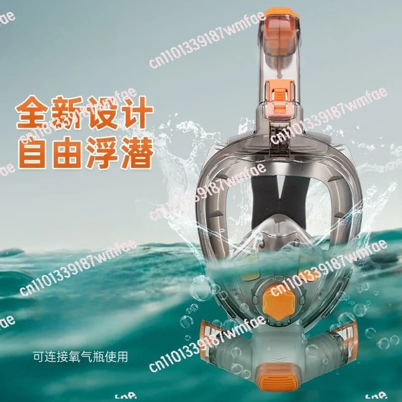 Full Face Snorkel Mask Set, New Full Dry Breathing Tube, Waterproof Anti-Fog Swimming Diving Mask for Snorkeling Equipment