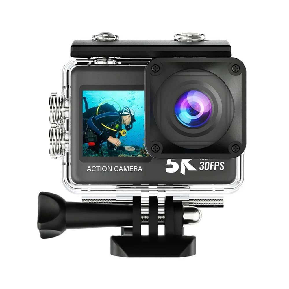 NCZOBOE Action Camera 5K30fps 50MP 2.0 Touch LCD EIS DVR Webcam Dual Screen Wi-Fi 170D Waterproof 30M 5X Zoom Sports Camera