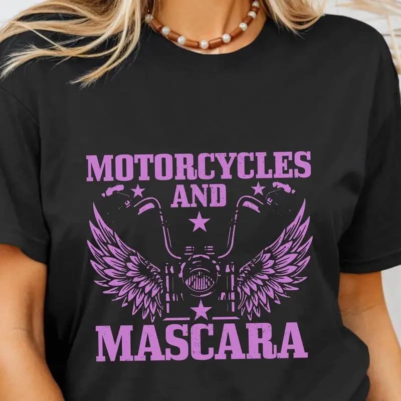 Mascara for bikers, biker girl t-shirt, funny motorcycle t-shirt