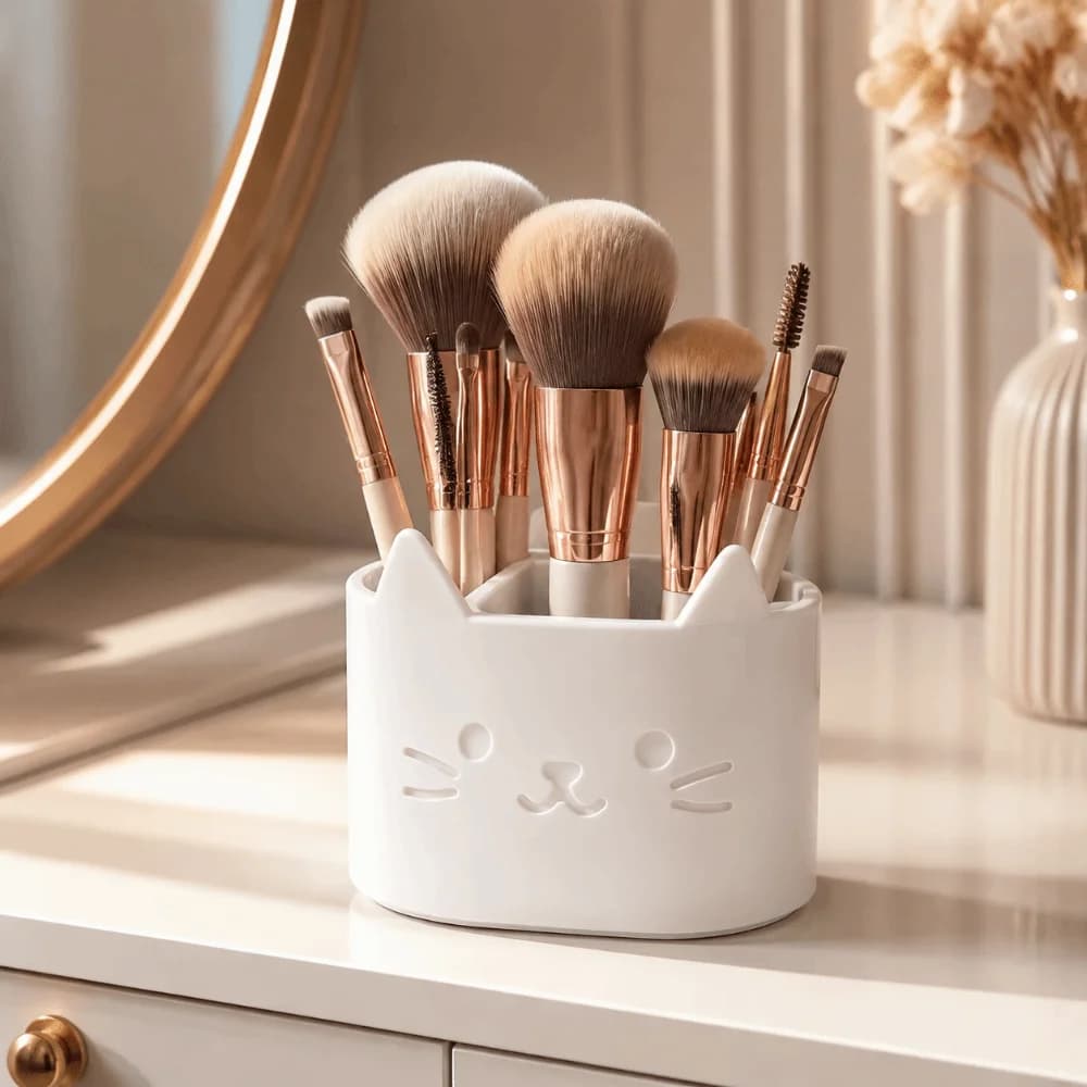 Utensil Rack 3D Printing Cat Toothbrush Holder Creative Stable Bathroom Storage Stand Cute 3 Holes Shaver Organizer Shower