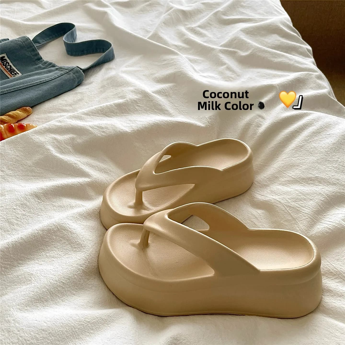 Sandali con Suola Spessa da Donna, Estivi, Traspiranti, Antiscivolo, Trendy, per Vacanze, Ciabatte con Cinturino tra le Dita, Stile Coreano in EVA