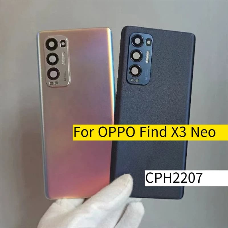 A+ Glass Battery Back Cover For OPPO Find X3 Neo 5G CPH2207 Rear Housing Door Case With Camera Lens Replacement