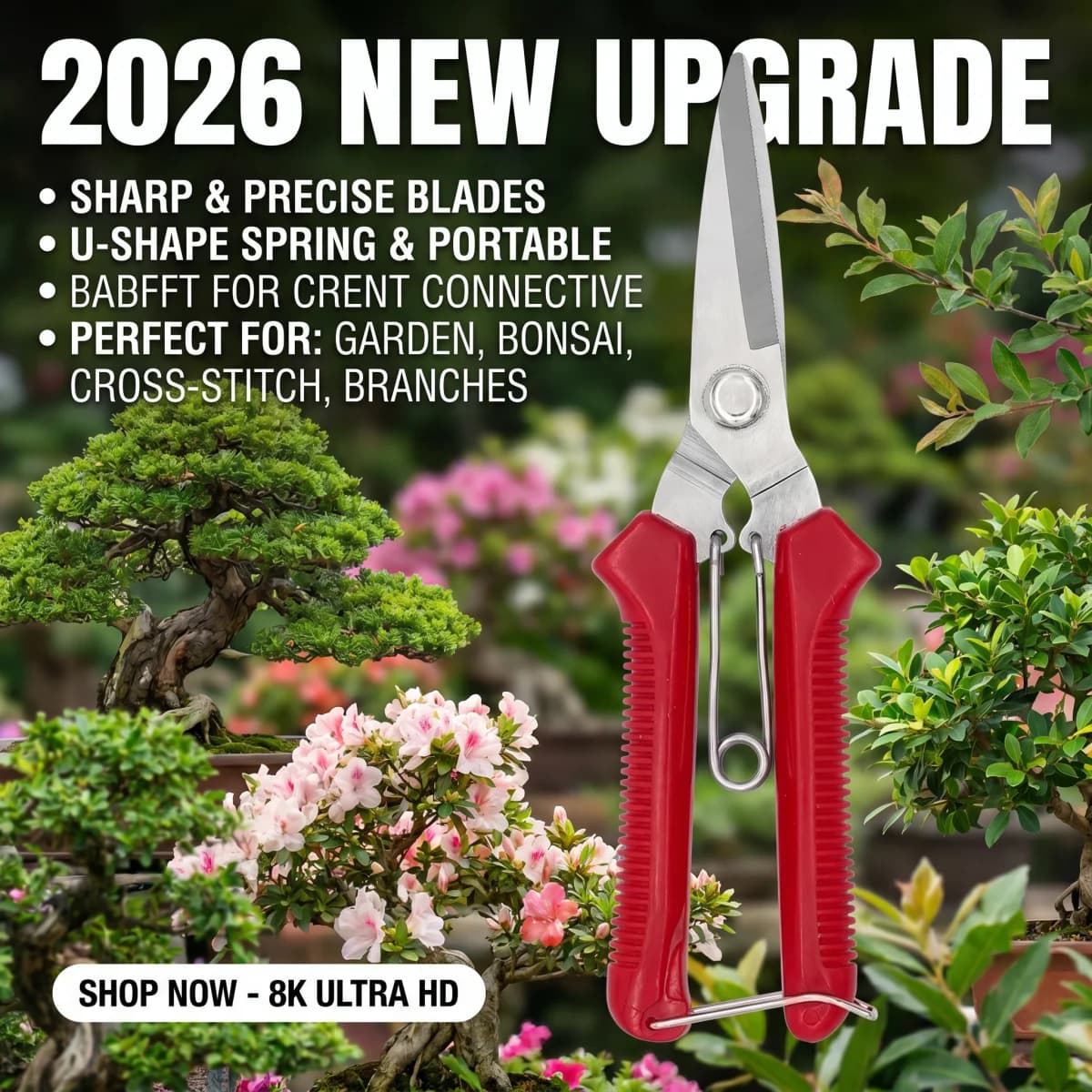 2026 New Upgrade 190mm Straight Head Pruning Shears Stainless Steel Non Slip Handle Garden Scissors For Bonsai Household Use Gar
