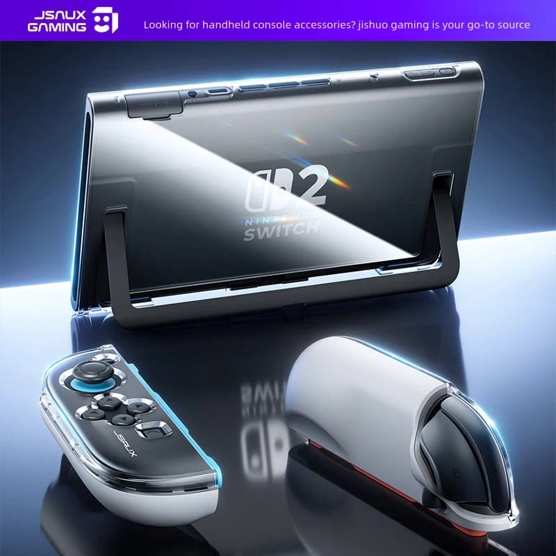 Custodia Protettiva JSAUX per Console Switch 2, Cover Sottile in TPU con Supporto, Guscio Rimovibile per Joy-Con, Accessori di Gioco NS2 Switch2