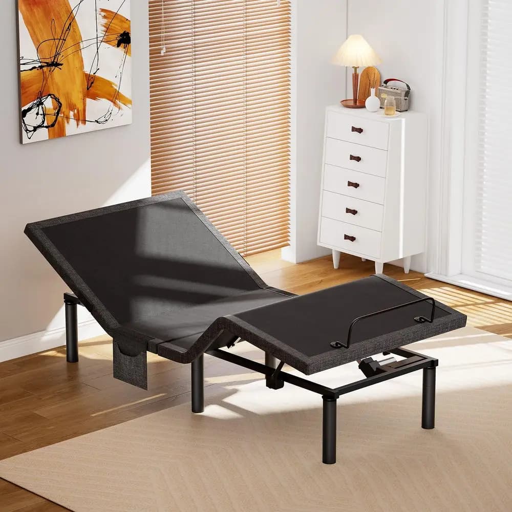 HOMEFURNISHING Telaio Letto Regolabile, Base Letto Regolabile Twin XL con 4 Porte USB e Luce Notturna Sottostante, Inclinazione Testa e Piedi