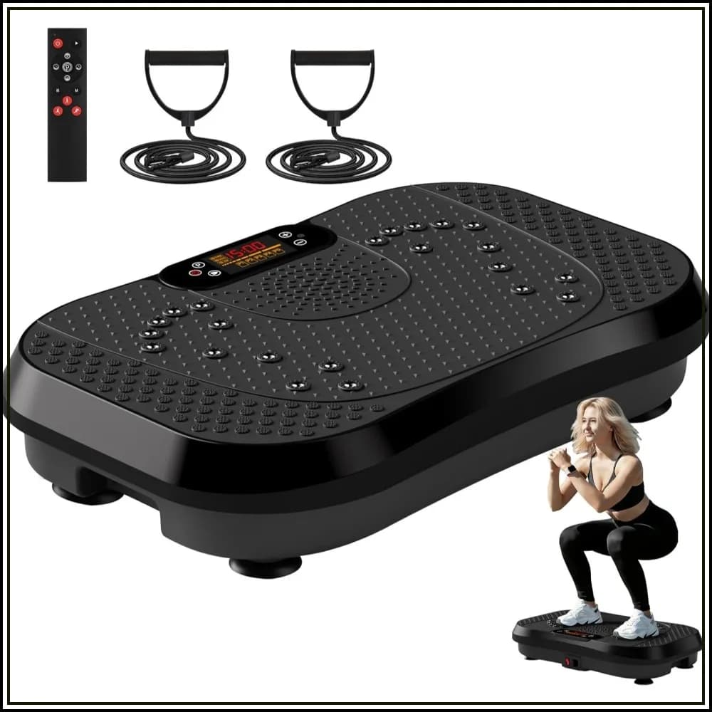 Vibration Plate Exercise Machine for Lymphatic Drainage Weight Loss, 120 Speed Levels with Resistance Bands, Full-Body Workout Equipment for Muscle Activation