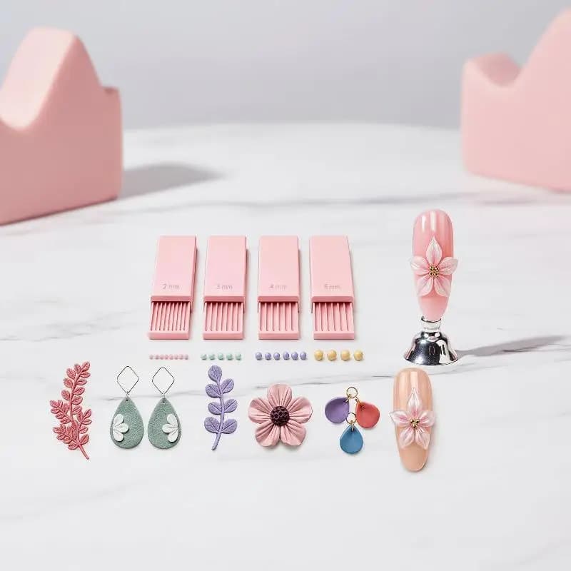 Nail Art Bead Roller 4PCS Set 3D Print Clay Gel Ball Maker Tool 2-5mm Sizes for Home DIY Manicure Salon Use