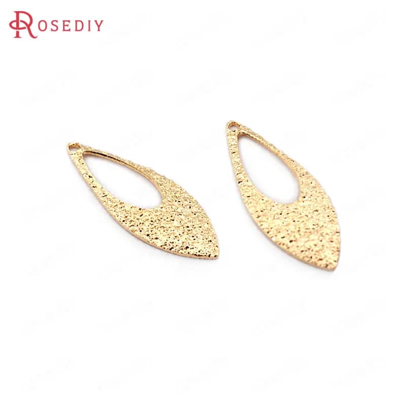 20PCS 18K Gold Color Brass Frosted Drop Shape Charms Earrings High Quality Diy Jewelry Making Accessories