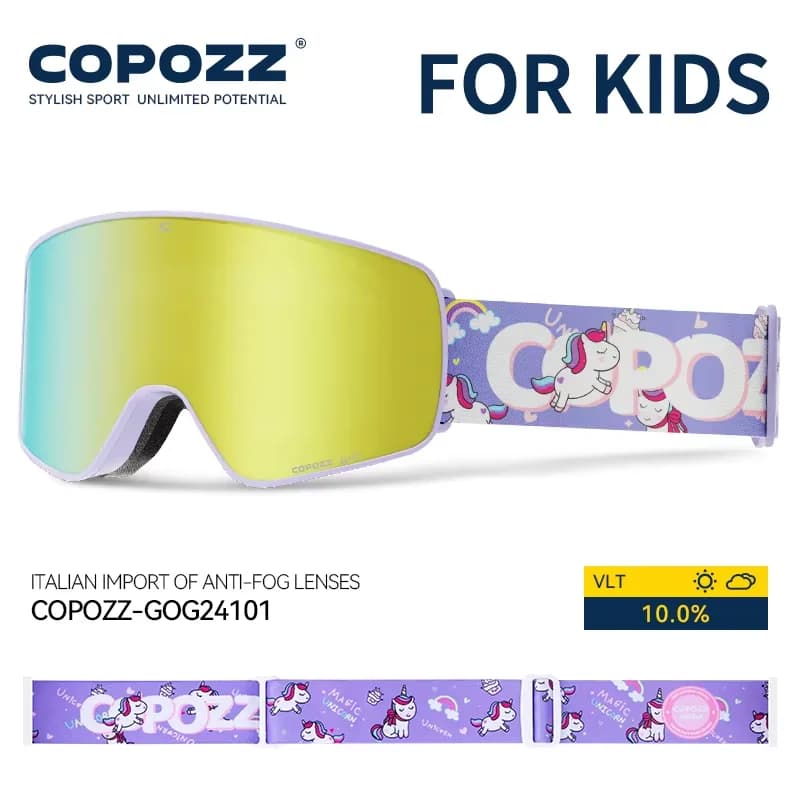 COPOZZ Occhiali da sci invernali magnetici per bambini 2s Occhiali da sci a doppio strato a cambio rapido Occhiali da snowboard antiappannamento per bambini