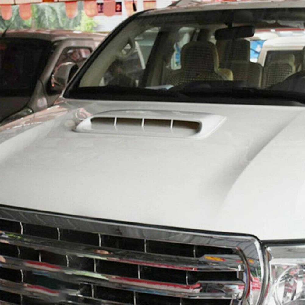 Universal Car Air Flow Intake Hood Scoop Vent Bonnet Decorative Cover Moulding Decal Decor Trim Accessories White ABS Plastic
