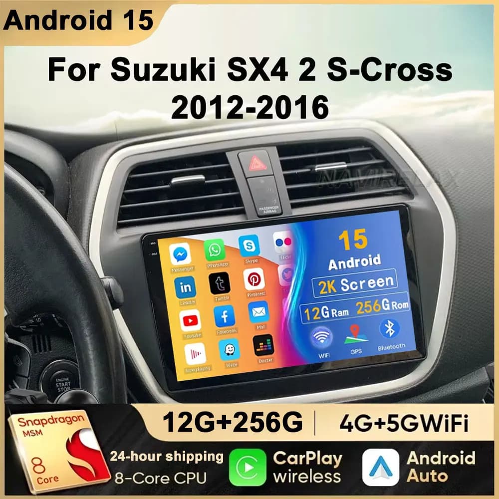 Android 15 Multimediale Per Suzuki SX4 2 S-Cross 2012 - 2016 Lettore Auto GPS Stereo Schermo di Navigazione Auto Radio Schermo No 2 Din 5G