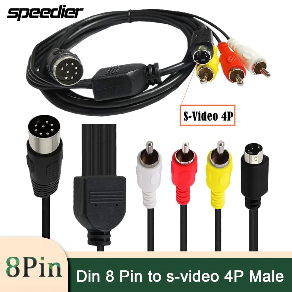 Cavo adattatore audio 1 in 4 DIN 8 pin maschio a S-Video Mini DIN 4P 3RCA maschio per apparecchiature audio video Old Lotus 1,5 m 5FT