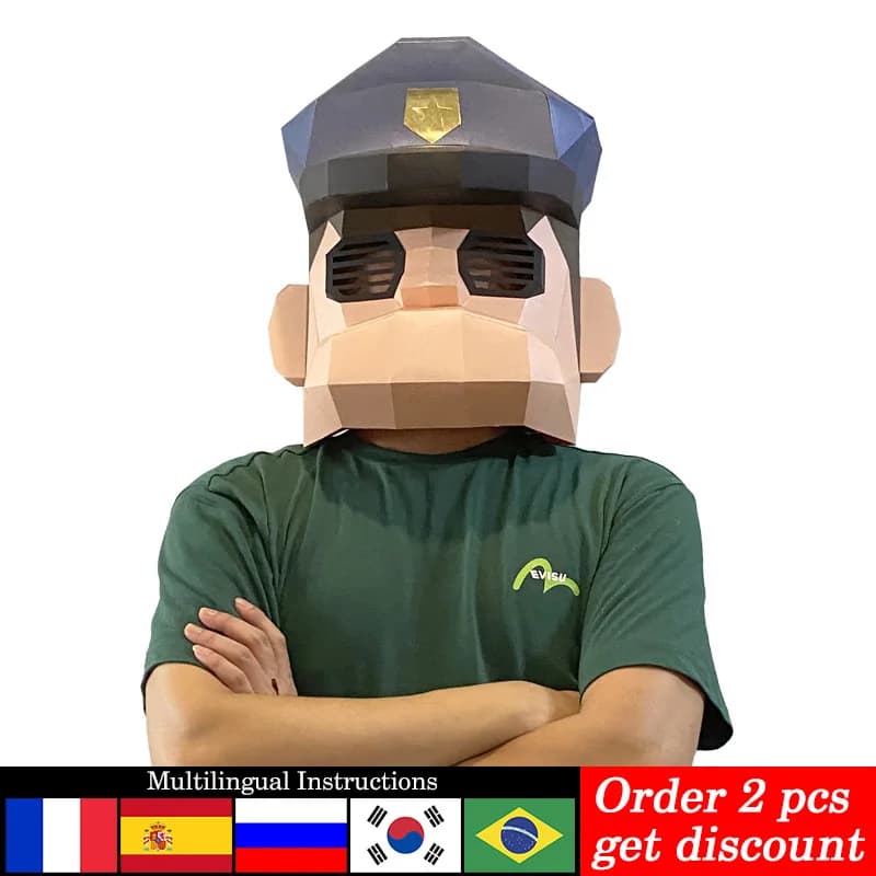 Cartoon Police Mask Paper Model,Small Size,3D Papercraft Art Origami Costume Party Cosplay,Handmade DIY Craft RTY323