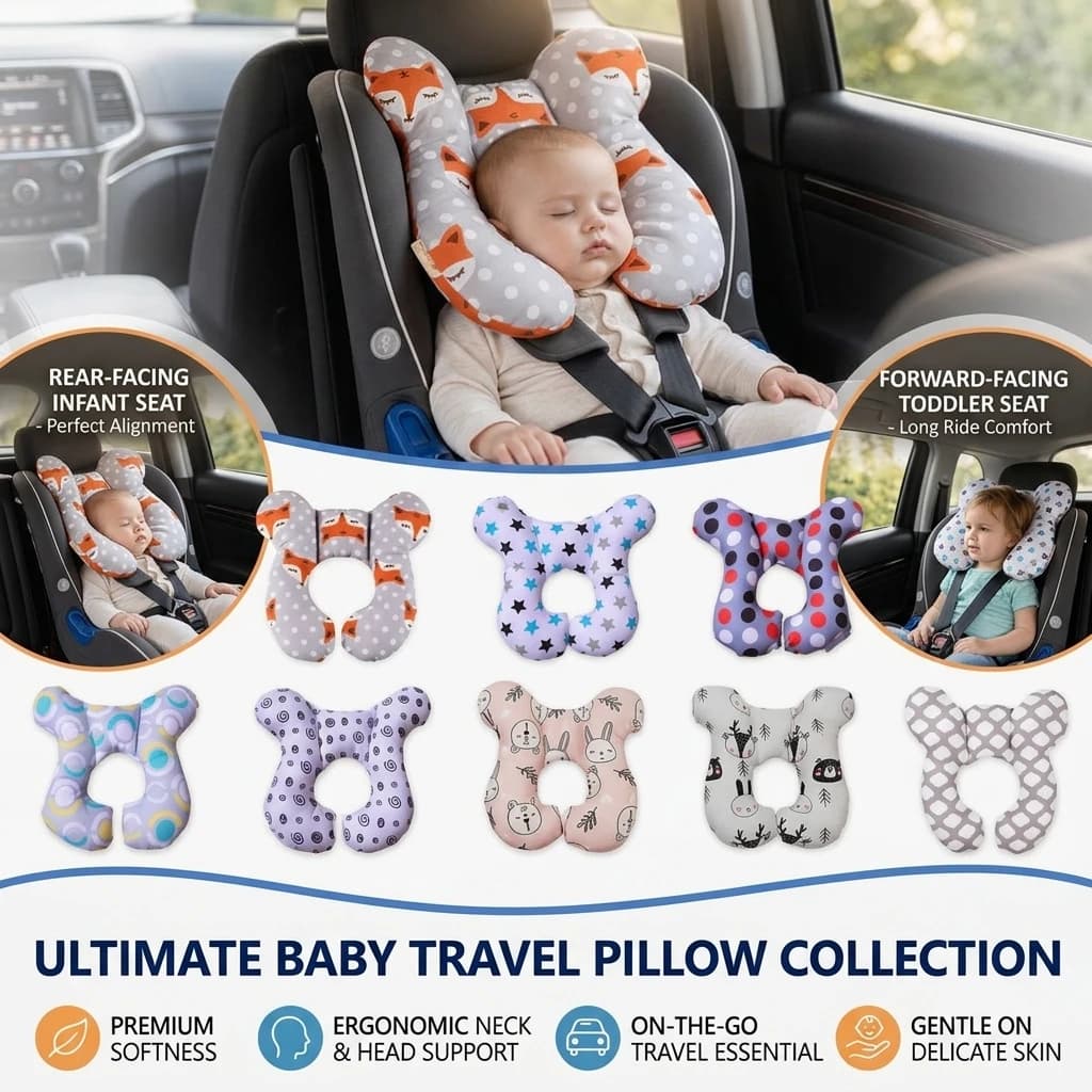 Children's U-shaped pillow Multi-functional stroller pillow New cartoon cotton soft baby pillow travel car children's pillow