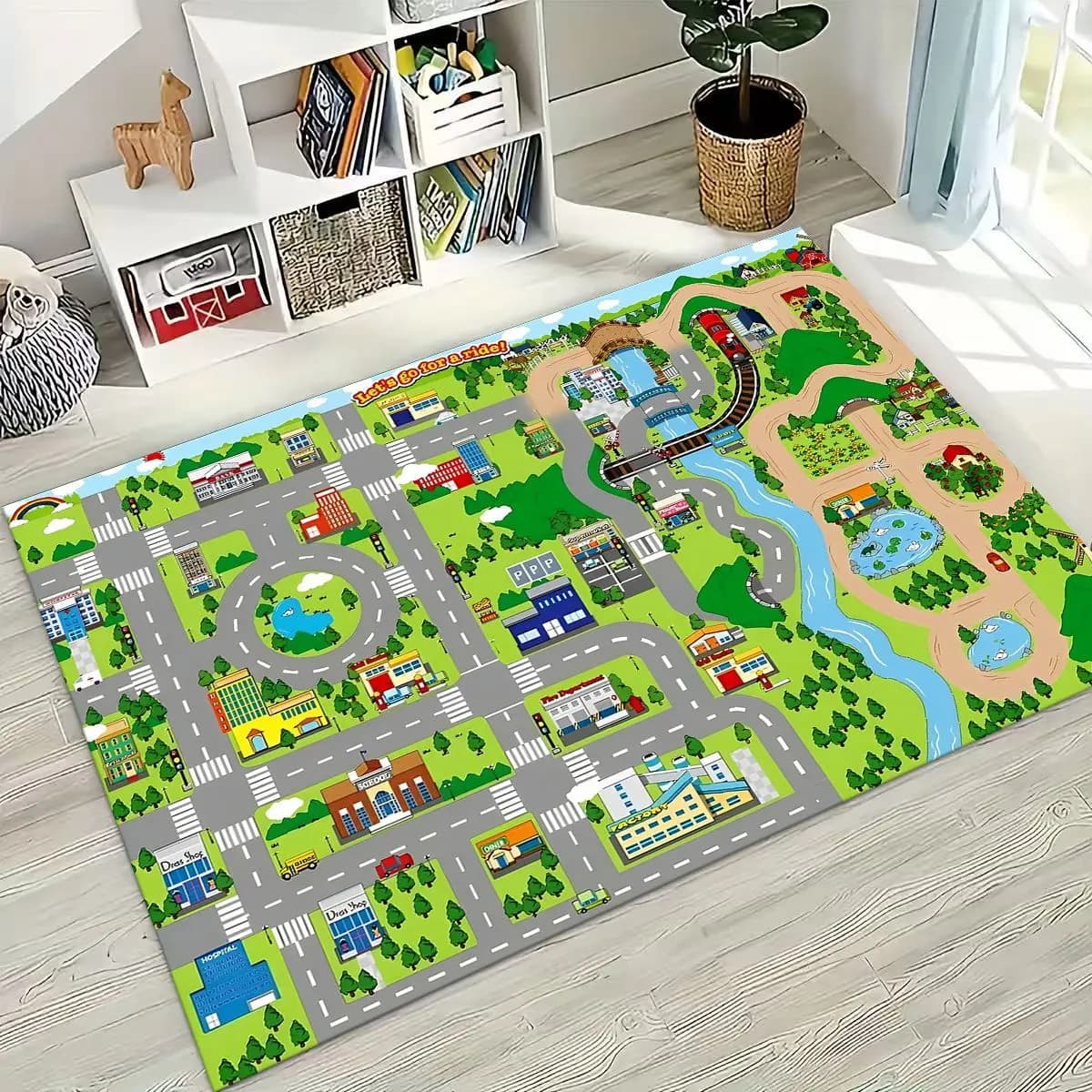 Bambino Urban City Road Traffic Learning Gioco interattivo Sala giochi Tappeto per camera da letto Soggiorno Divano Decorazione zerbino per la casa, antiscivolo