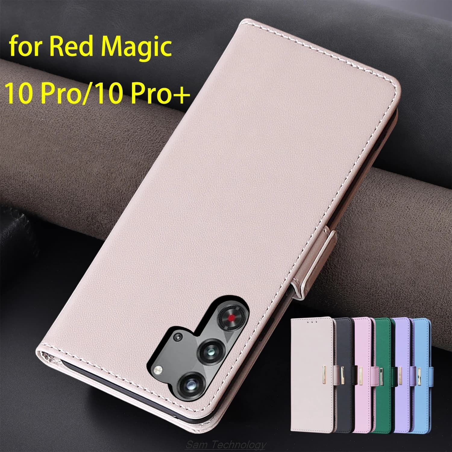 Custodia in pelle con fibbia magnetica per ZTE Nubia Red Magic 10 Pro / 10 Pro plus Portafoglio RFID BLOCCO Flip Cover Semplice Fundas Coque