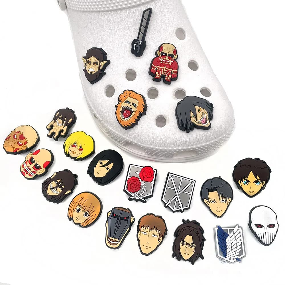 Bandai 21pcs set Japanese anime series Figures Diy Decorative Buckles For Sandals Accessories Gift shoe charm