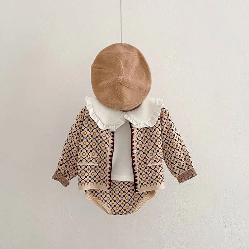 MILANCEL Set di maglioni per vestiti autunnali per bambini Maglioni lavorati a maglia per bambine Giacca cardigan Blommer 2 pezzi