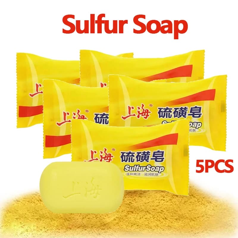 Sapone allo zolfo Shanghai 5/3 pezzi Sapone da bagno per pulire profondamente la pelle Pulire le mani e il viso Mantieni la pulizia confortevole Unisex