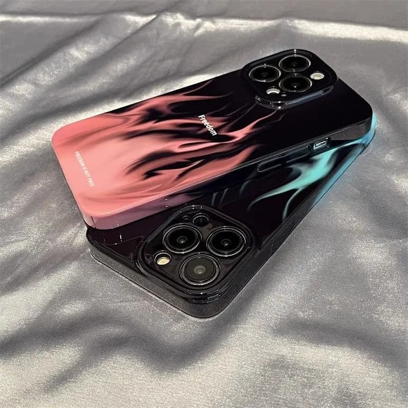 Trendy Flame Couple Phone Case for IPhone 16 15 14 13 12 11 Pro Max XS XR XSMax 7 8 Plus Lens Protection Glossy HD Hard PC Cover