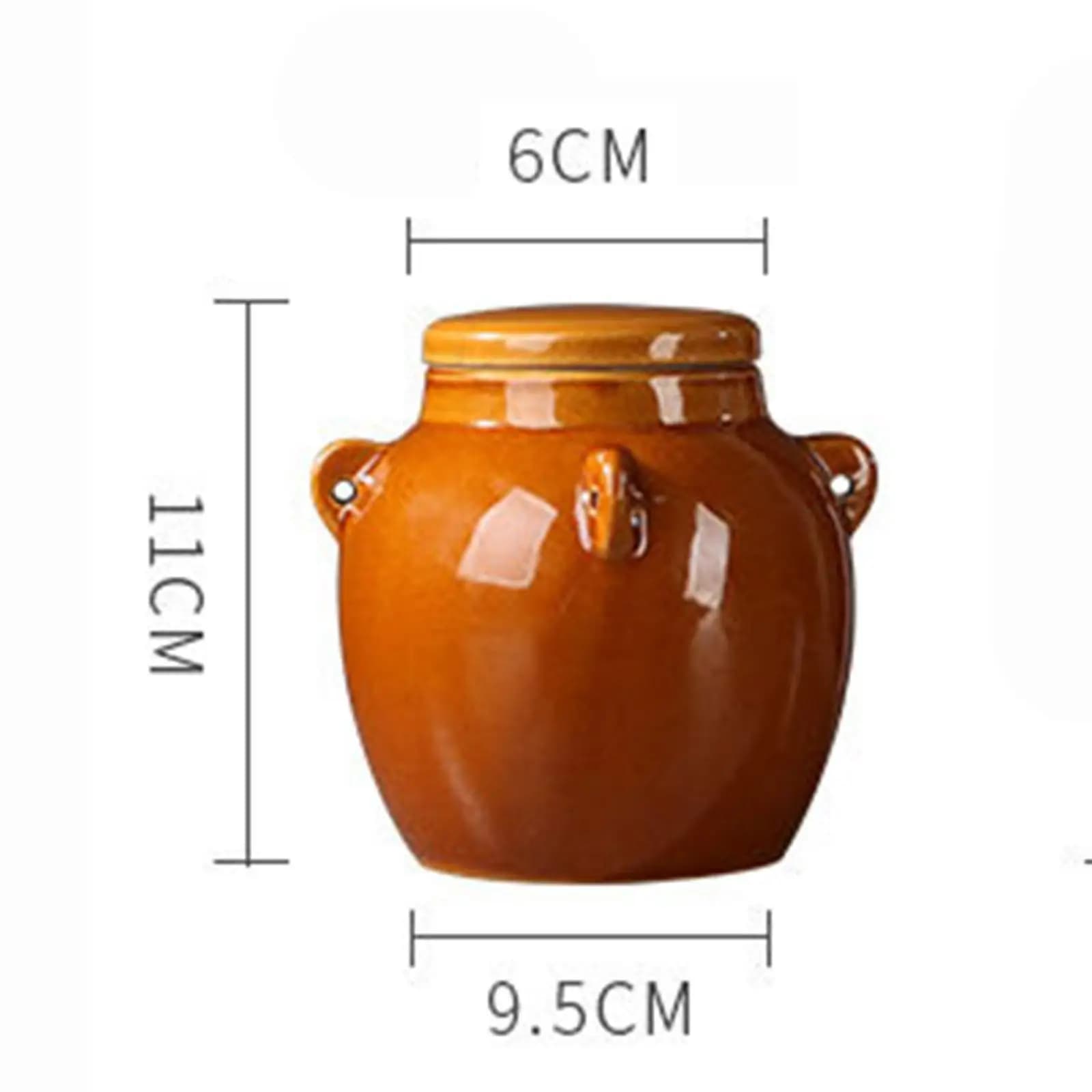 Ceramic Storage Jar with Lid Accessory Sealed Ornament Traditional Set Collection with Handles for Pimples Bean