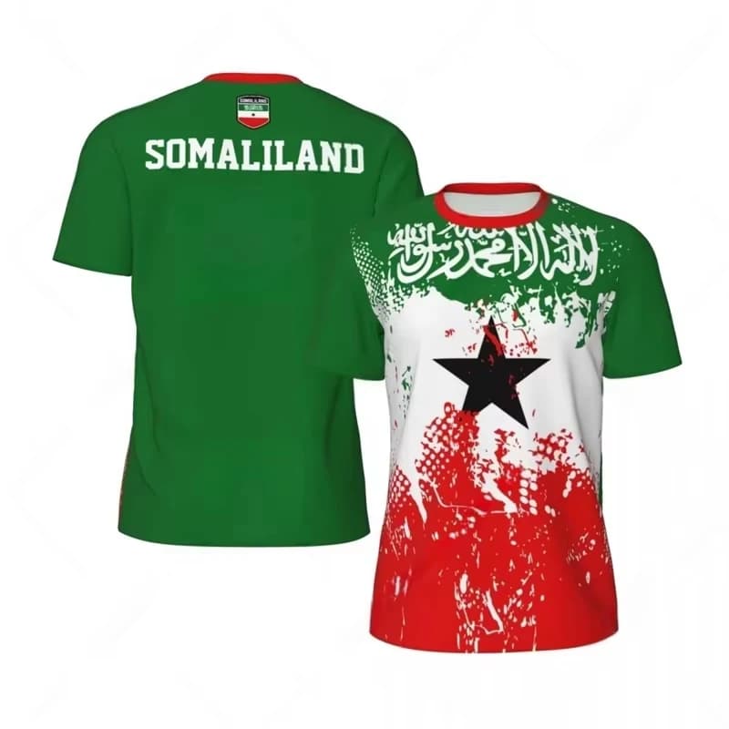Fashion Somaliland Flag Graphic Football T Shirts For Men Summer Sports 3D National Emblem Printed T-shirt Loose Breathable Tees