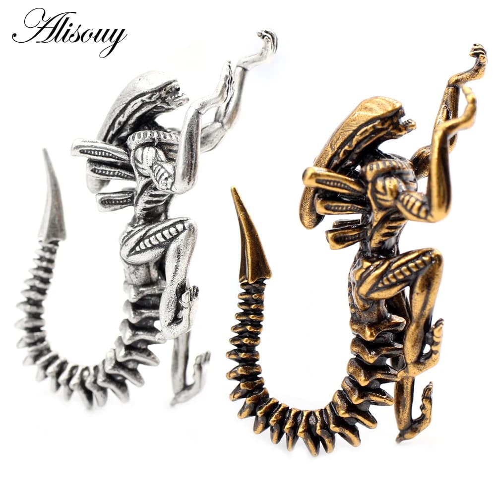 Alisouy 1PC Iperbole Rame Robot Cane Orecchio Pesi Espansore Barella Spine Calibri Gancio Earlobe Orecchini Gioielli Penetranti Del Corpo
