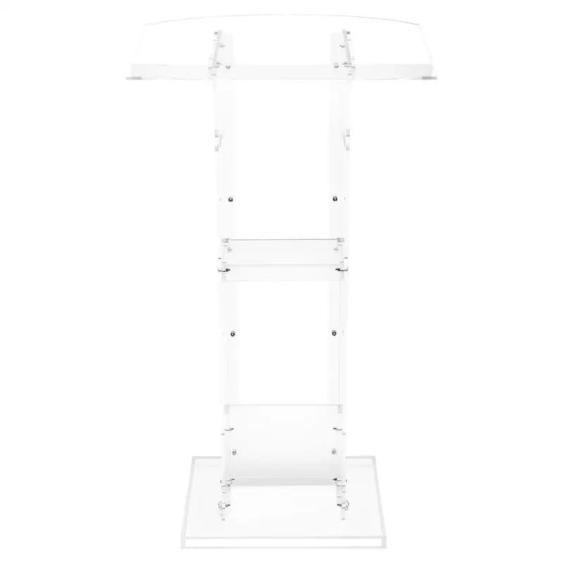 Podium Stand Lectern (109 cm) made of acrylic, portable laptop desk with wide reading surface & storage area & book stopper, floor-standing, for classrooms, weddings, conferences