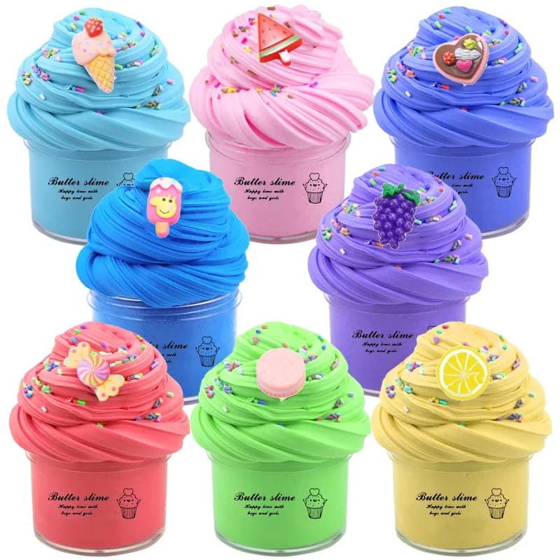 1PC Arcobaleno Argilla Melma FAI DA TE Burro Slimes Frutta Set Giocattoli Educazione Antistress Accessori Morbido Pendenti E Ciondoli Giocattolo Del Partito per I Regali Dei Bambini