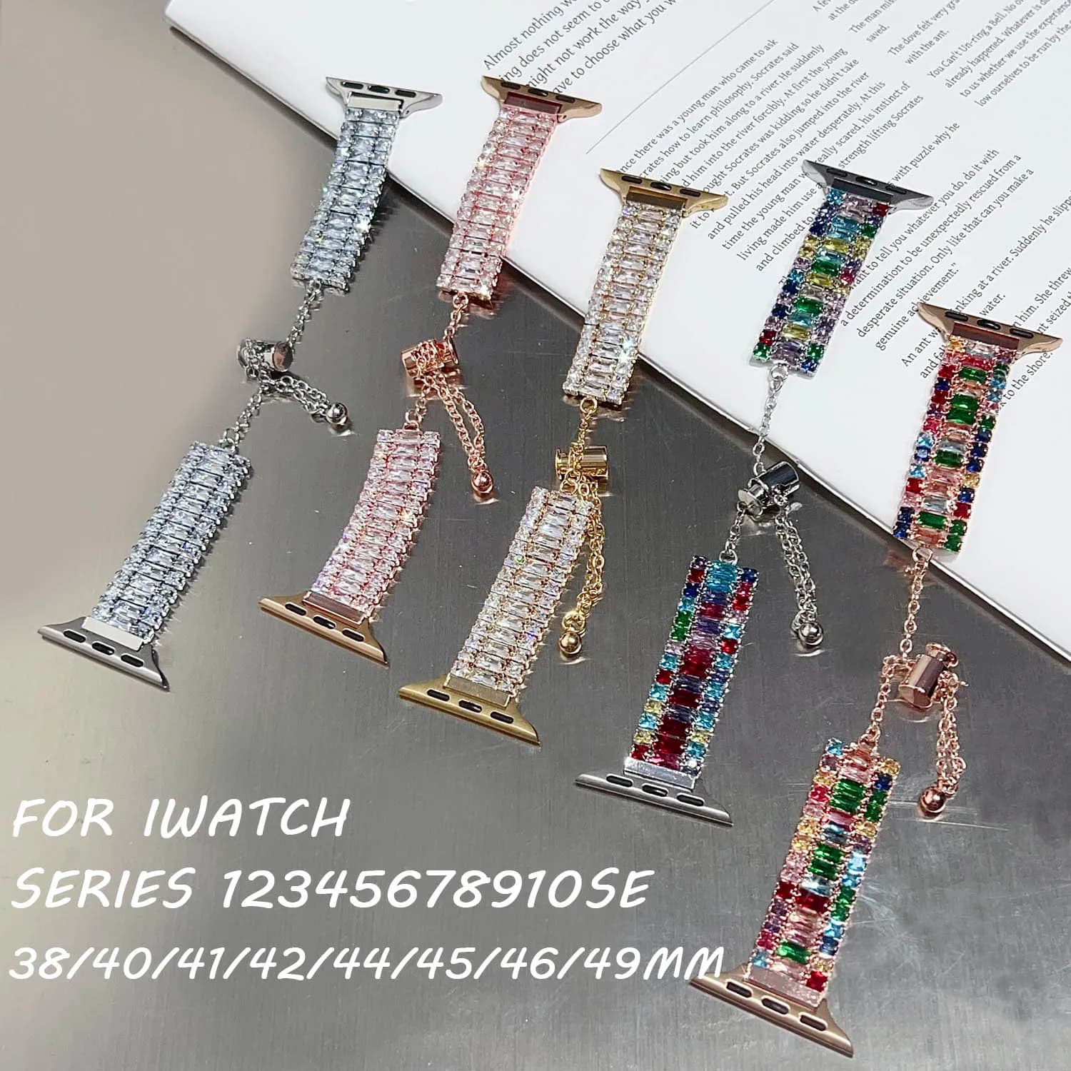 Diamond Zircon Strap For Apple Watch Series 10 9 8 7 6 5 4 Women Bracelet for iWatch Ultra 2 Band 49mm 38 40 41 42 44 45 46mm
