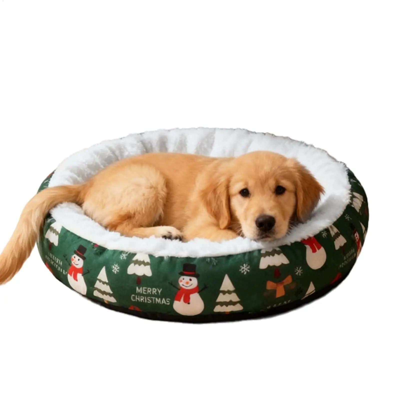 Letto per cani di Natale Morbido rotondo calmante Comfort Divano per animali domestici di Natale Gattino Casetta Cuccia Fuzzy Pad per la casa Dormitorio Camera da letto Soggiorno