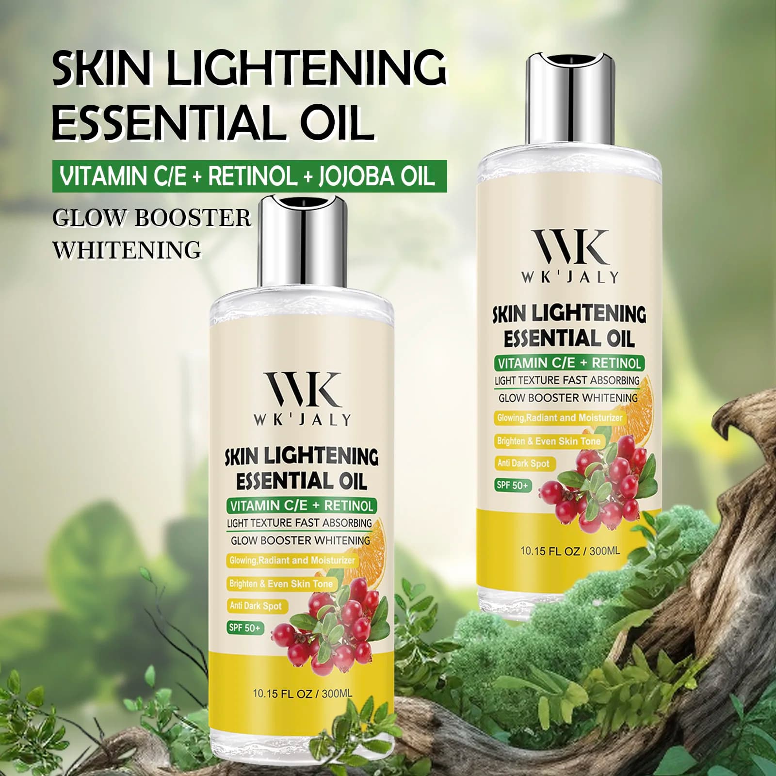 WK JALY Vitamin C and Retinol Lightening Oil, Moisturize, Whitening, Anti Dark Spots, Even Skin Tone, Non-Greasy, 300ml