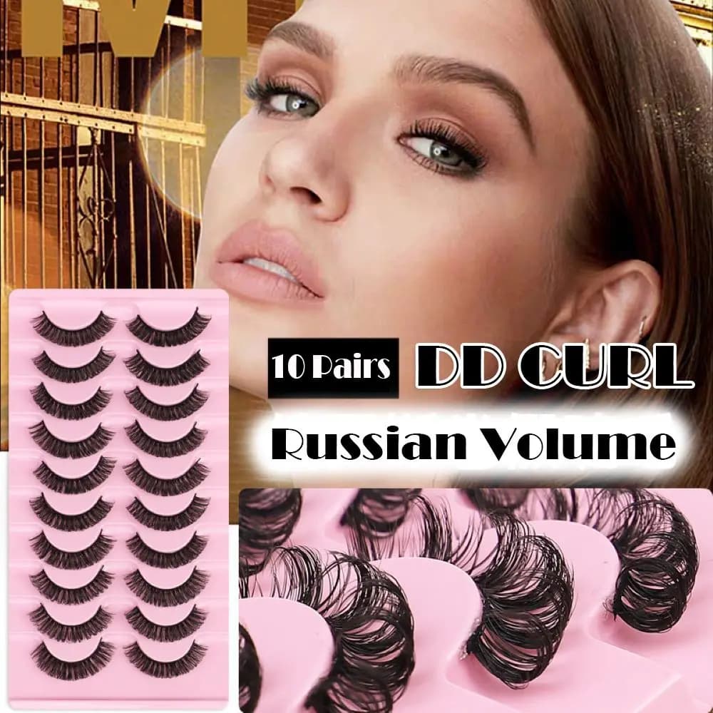 Nuove Ciglia Finte 3D in Visone Russo Riutilizzabili, Voluminose, Curvatura DD, 10-23mm, Volume Russo