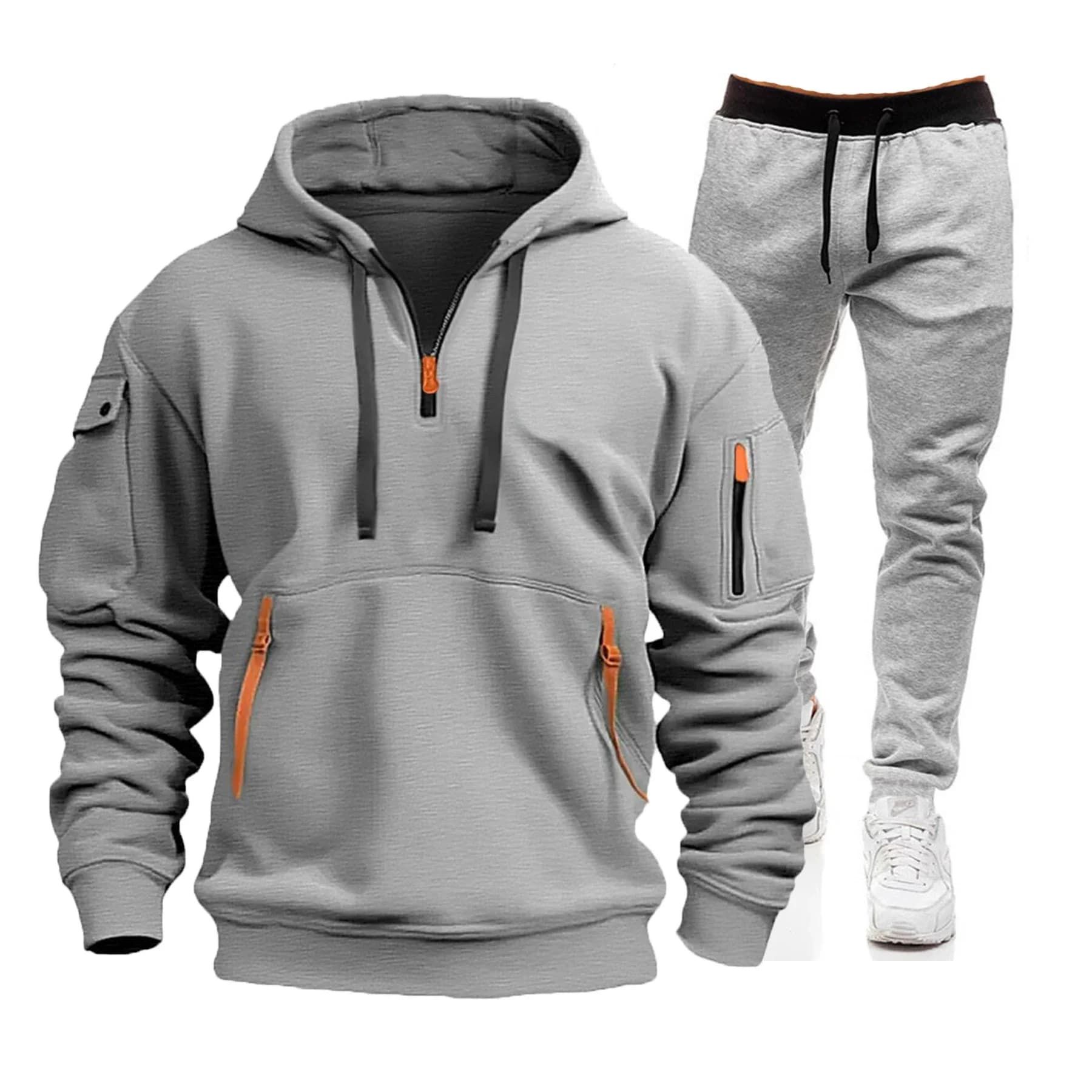 Men's sports suit spring/autumn 2025, hoodie set and zip, complete sweatshirt and two-piece trousers