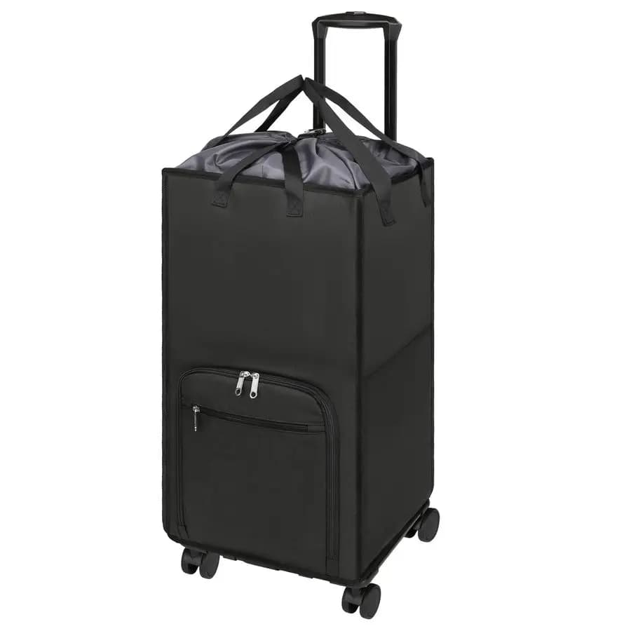 Extra Large Carrying Basket with Wheels, 90L Folding Carrying Basket for Store Clothes, Removable Bag