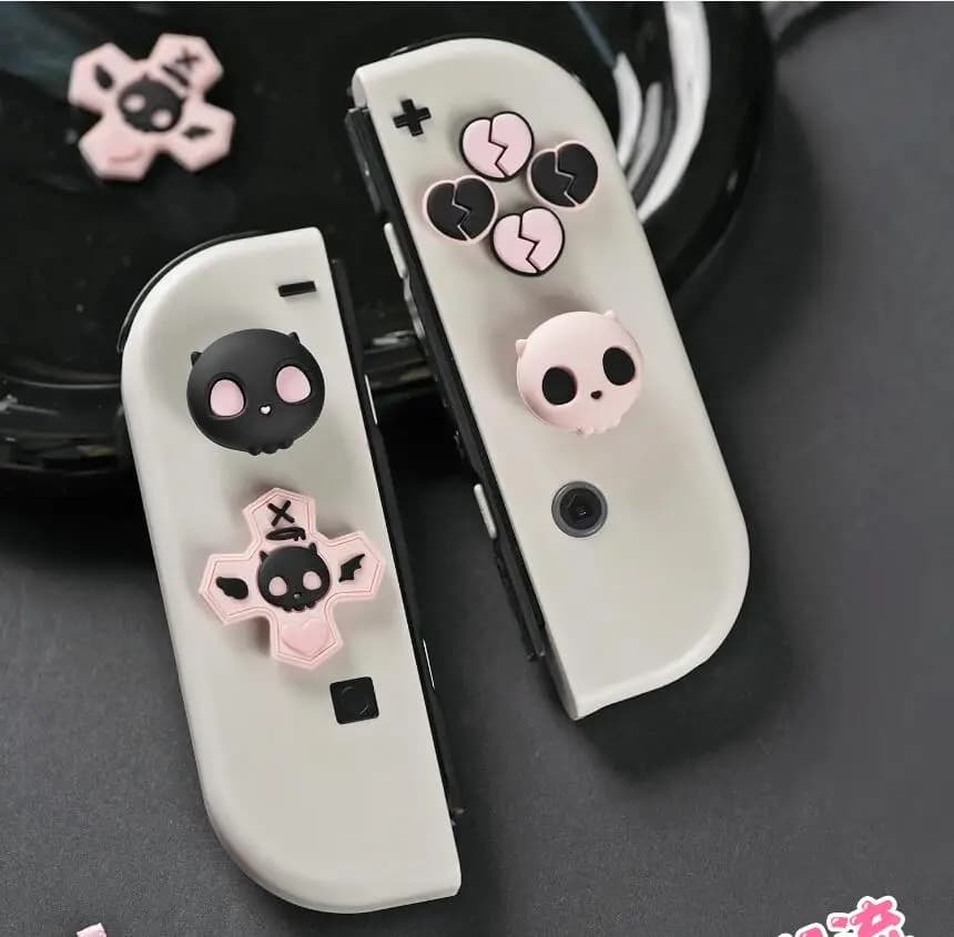 Adesivi in Silicone a Forma di Teschio per Pulsanti D-pad, ABXY e Impugnatura per Joy-con di Nintendo Switch OLED