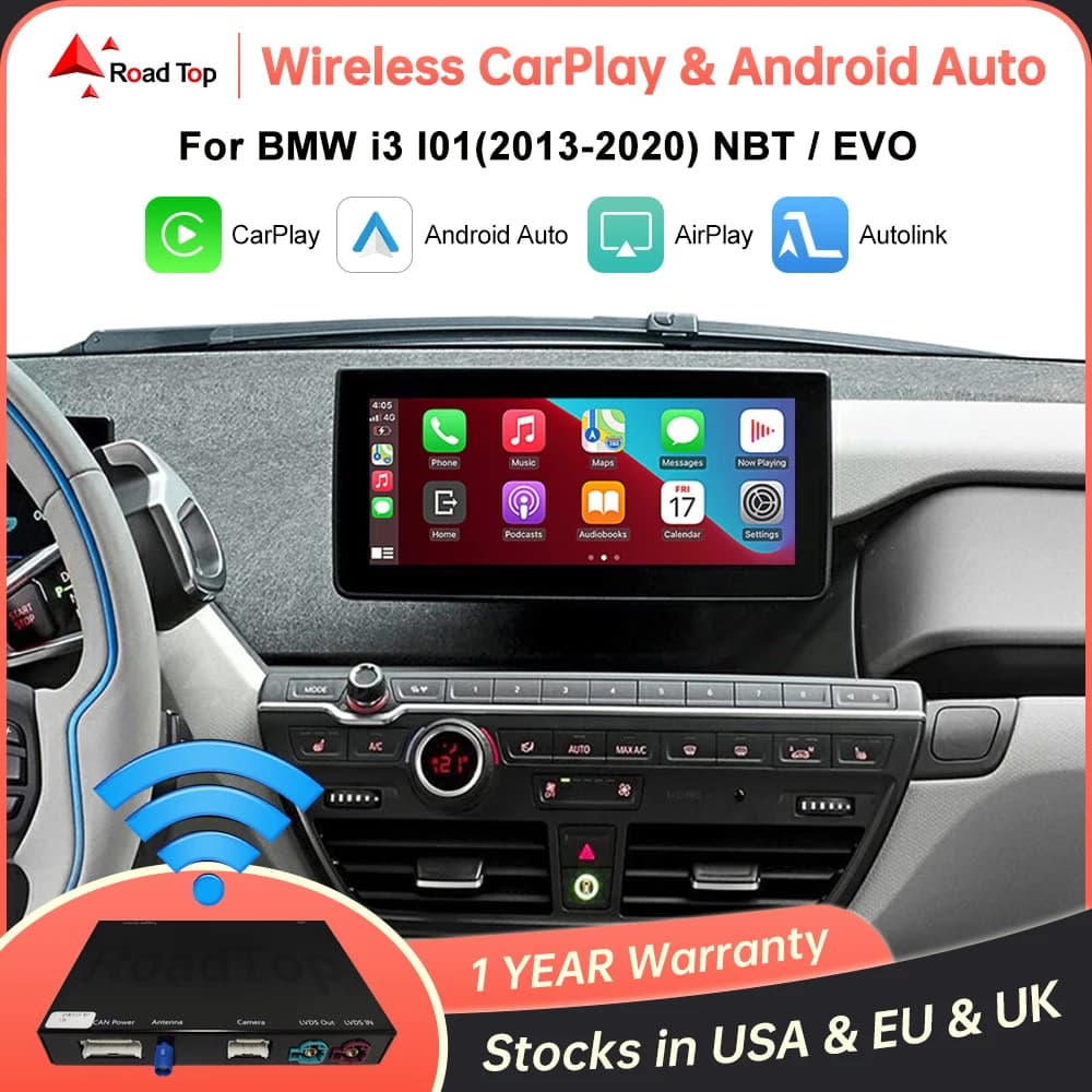 Wireless CarPlay for BMW i3 I01 NBT EVO System 2013-2020 with Android Auto Mirror Link AirPlay Car Play Back Camera BT GPS