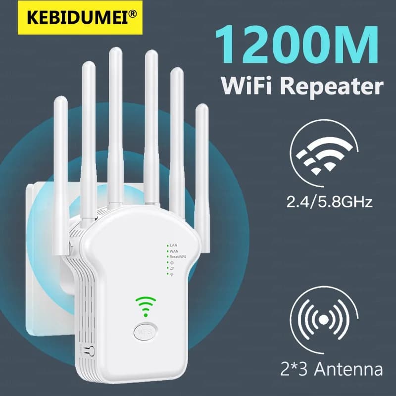 Ripetitore WiFi 1200Mbps Ripetitore wireless segnale WiFi Dual-Band 2.4G 5G WiFi Extender 6antenna Amplificatore di rete WPS WiFi Booster