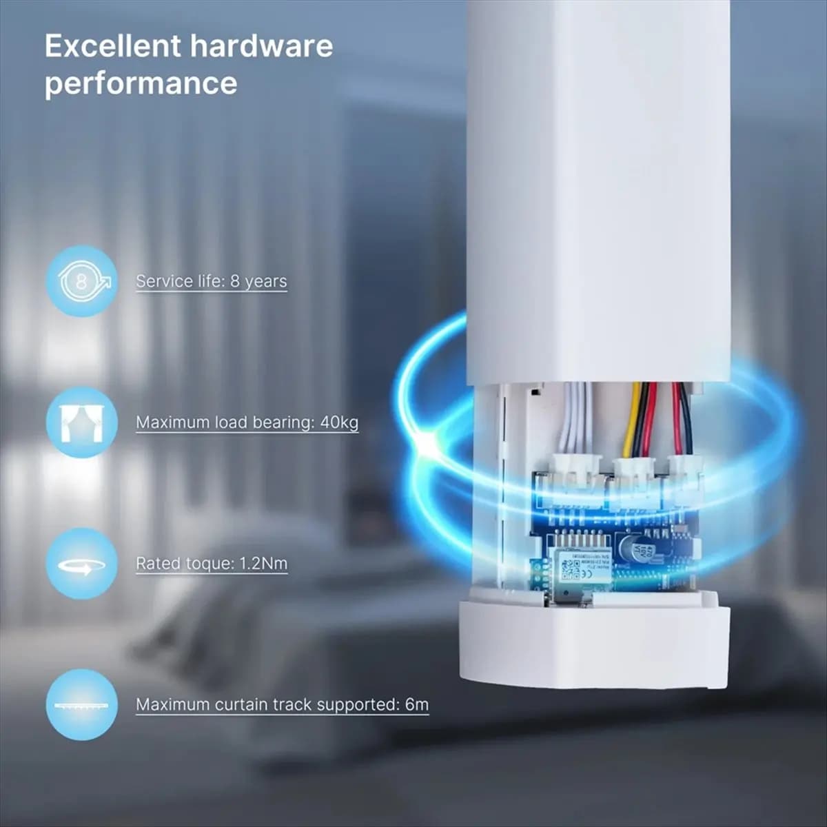 A72U Tuya WiFi Smart Curtain Motor Electric Curtains Opener Super Silent for Curtain Track Remote Control for EU Plug