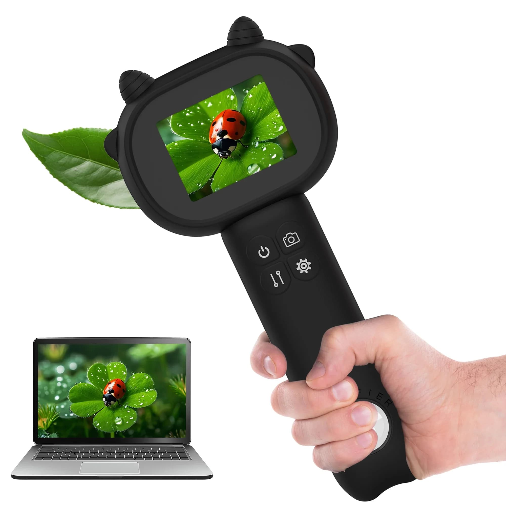 Microscopio per bambini 500X con IPS da 2", zoom 4X e doppia lente, kit STEM per 3-12 anni, regalo tascabile per ragazzi/ragazze BDay/Xmas