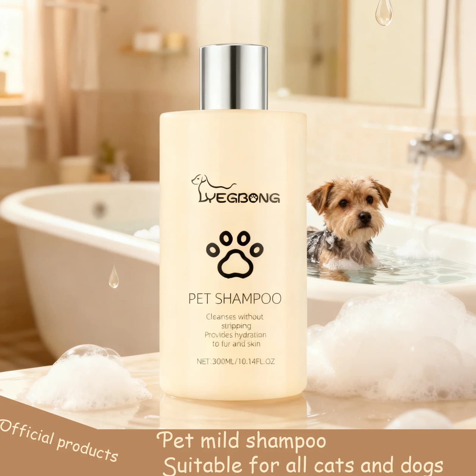YEGBONG Shampoo for washing dogs: flea and acari killer, dirt removal - Anti-prurite formula, deodorant and moisturizing for softening coat