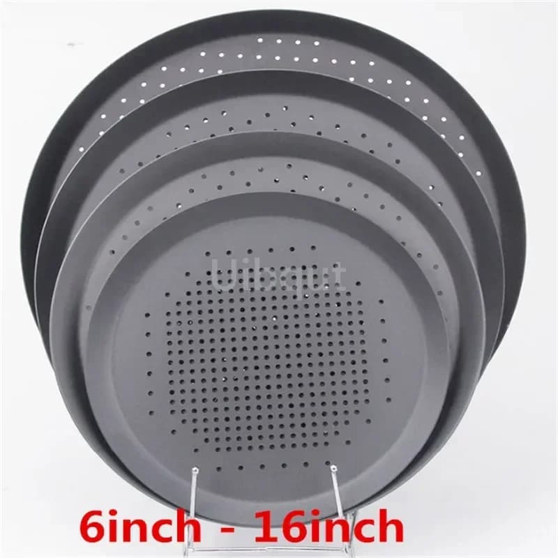 black color hole Nonstick Pizza Baking Pan Tray Plate Dishes Bake Holder Ware Baking Tool Accessories Pizza Screen Pan Metal Net