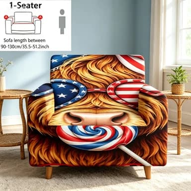 All Season Printed Stretch Sofa Cover, Non-Slip Dustproof Soft Protector, Easy Wash Care Machine Washable Slipcover.