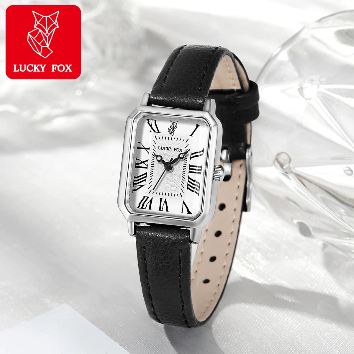 Orologio da polso al quarzo rettangolare alla moda per donna Orologio da donna con cinturino in pelle con quadrante romano di marca di lusso