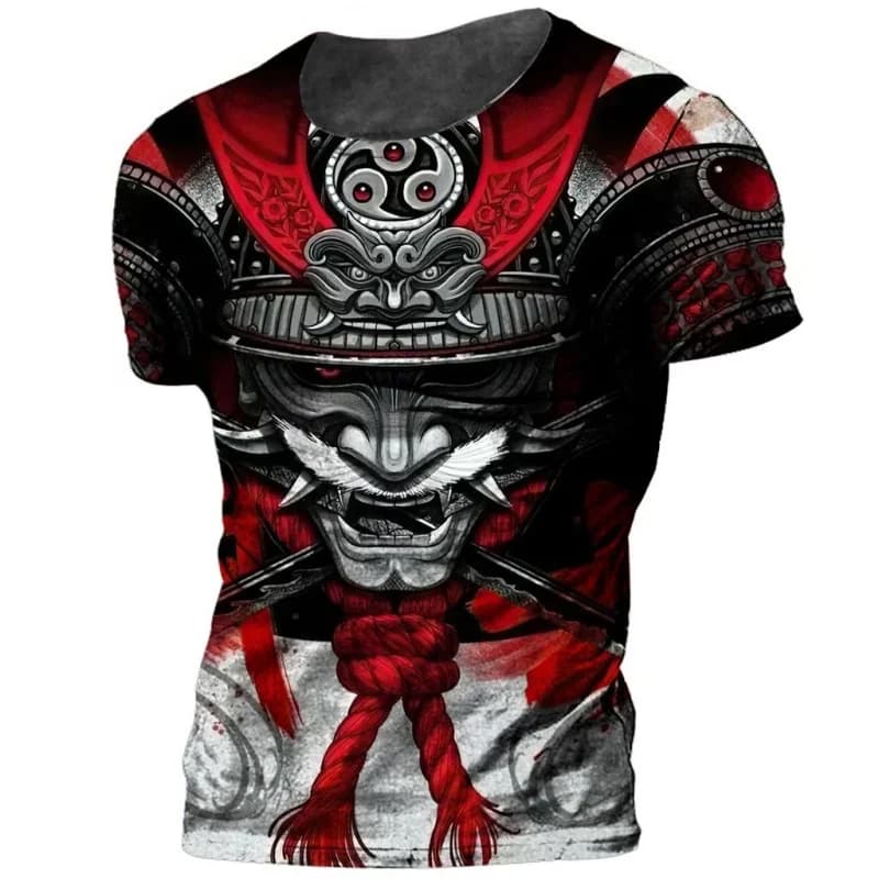 T-shirt samurai giapponese stampata in 3D per uomo T-shirt grafiche Warrior cool Casual Harajuku T-shirt con o-collo allentate Top a manica corta