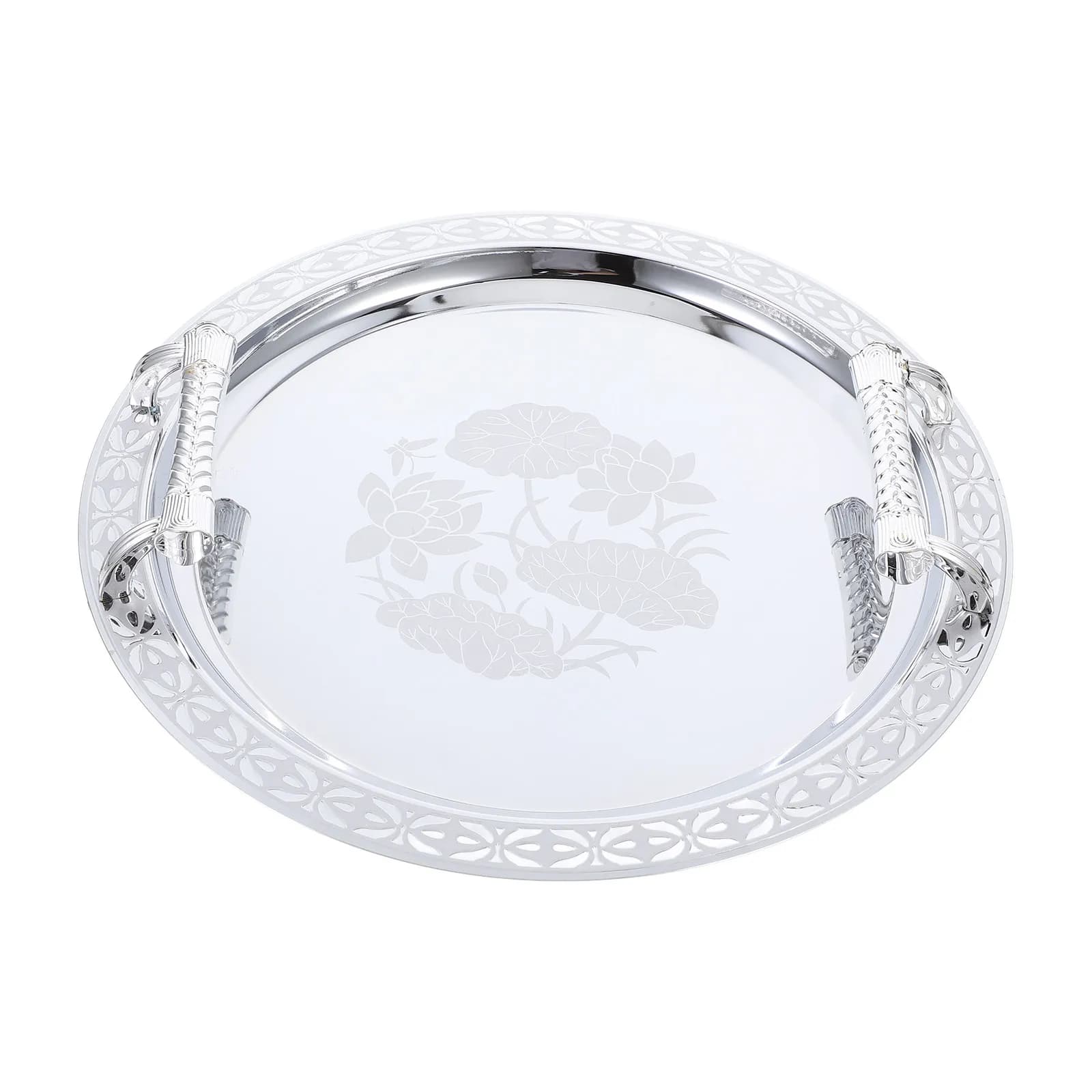 Vassoio per Frutta in Acciaio Inox con Motivo Rotondo, Piatto Decorativo Robusto per Snack, Cucina, Sala da Pranzo, Conservazione di Caramelle, Noci e Frutta Secca